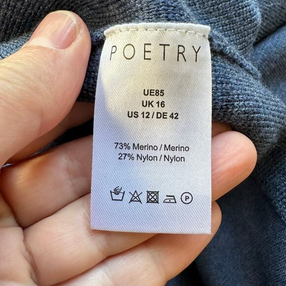 Poetry Merino Wool Tunic Sweater Collared half Button Down Blue 12 - Picture 7 of 10